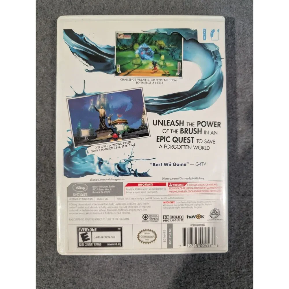 Disney Epic Mickey Nintendo Wii - Case & Game Only